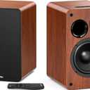 Saiyin Bluetooth Bookshelf Speakers for Record Player, Powered Studio Monitor Speaker with 5.2 Inch Woofer, Horn Tweeter and Optical RCA Inputs, Subwoofer Line Out for Turnable. (DS6801S)