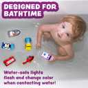 Tub Works Emergency Cars Light Up Bath Toys, 6 Pack | Water-Activated Light Up Toys Flash & Change Color | Soft, Squeezable Baby & Toddler Bath Toys | Sensory Toys with Bath Lights for Kids Bath
