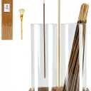 Incense Holder,Wooden Incense Holder for Sticks with 20 Incense Sticks, Anti-ash Incense Burner with Glass Ash Catcher, Wood Incense Holder 20 Stick (2 Glass Rectangle Base)