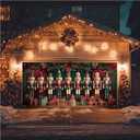 HOMETITUTE Christmas Garage Door Banner 13x6ft Nutcracker Holiday Decoration with Red Green Curtains Gift Boxes for Outdoor Xmas Party Wall Display Photo Backdrop House