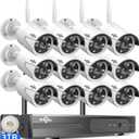 Hiseeu Home Security Camera System, 4K NVR Kit, Wired Plug-in Powered 12Pcs 5MP CCTV Security Camera System for Outdoor, Night Vision, IP66, Motion Detection, 3TB HDD, 2.4G/5G Wireless Pro WiFi