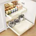 Kitstorack Adhesive Pull Out Cabinet Organizer, Cream White, Thickened Steel Flat Bottom, 20" W x 21" D,No Drill Slide Out Drawers for Kitchen, Bathroom, Pantry,Roll Out Shelves,1 Pack