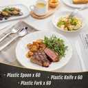 WDF 180 Pieces Silver Plastic Silverware - Silver Plastic Cutlery - Fancy Plastic Silverware Heavy Duty - 60 Forks 60 Knives 60 Spoons - Disposable Plastic Utensils Perfect for Party Wedding