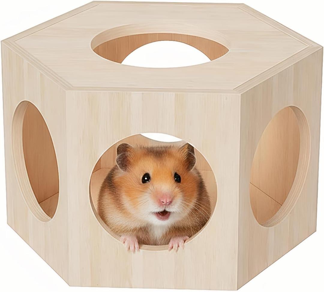 Dwarf Hamster Hideout Versatile Wooden House for Small Animals, Gecko, Lizard & Rat Hideout, Smoothly Polished, Ideal for Bedroom or Granary