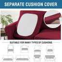 H.VERSAILTEX 3 Piece Stretch Sofa Covers for 2 Cushion Loveseat Couch Covers for Living Room Furniture Cover (Base Cover Plus 2 Seat Cushion Covers) Thicker Jacquard Fabric(Medium Sofa, Burgundy)