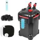 225GPH Canister Filter, External Aquarium Filter Ultra-Quiet Water Circulation Cleaning Machine with Media for Fish Tanks and Aquariums Up to 55 Gallons (225GPH)