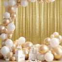 28FT-2PCS Gold Sequin Backdrop Curtains Panels, Photography Backdrop Glitter Curtains Fabric Background for Christmas Wedding Party Decor