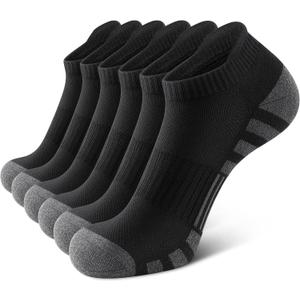 Airacker Athletic Running Ankle Cotton Socks, Low Cut Cushioned functional Anti-Blister Tab Sports Socks for Men Women 6pairs, M Size