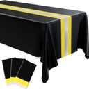 Oudain 3 Pcs Fire Fighting Tablecloth 54"x108" Table Runner Cover Disposable Plastic Rectangle Tablecloths for Firefighter Construction Road Racing Track Car Birthday Party Decoration Supplies(Black)