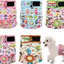 Dog Diapers Female 5pcs,Reusable Dog Doggie Puppy Doggy Diapers Female, Period Panties in Heat, Owl, Small