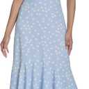 Halston Women's Short Sleeve Center Ruched Printed Dress 10, Breeze/Cream