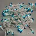 Brite Star 100 Count Mini String Christmas Lights, Teal - 22 feet Indoor/Outdoor Christmas Tree Lights with White Wire