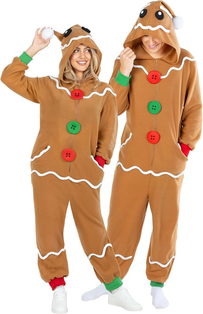 Morph Unisex Gingerbread Man Costume Women, Gingerbread Costume Adult Christmas Costumes For Adults (Medium)