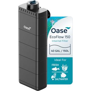 OASE EcoFlow 150 Internal Aquarium Filter, For Freshwater and Saltwater Tanks Up to 40 Gallons, Quiet, Customizable Water Flow, Multi-Stage Filtration