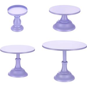 uxcell 4pcs Cake Stand Set, 3/8/10/12 Inch Metal Cake Stands Dessert Table Display Set for Dessert Table Wedding Birthday Party Supplies, Purple