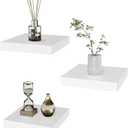 PopiShelves Small Floating Shelves for Wall - 6 Inch Mini Square White Shelves for Bedroom, Living Room, Bathroom, Kitchen, Office Decor Set of 3