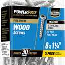 Power Pro Premium 305 Stainless Steel Wood Screws (#8 x 1-1/4") - 45pc (Silver)