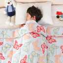 Sivio Weighted Blanket 3lbs, Butterfly Friends Small Cooling Heavy Blankets, Washable Breathable Weighted Throw Blanket for Sleep, 36"x48"-3lb, White