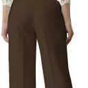 Ulovmi Women's High Waist Wide Leg Pants Tailored Flowy Trousers Casual Work Pants (Brown, XL)