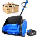 Electric Cordless Snow Shovel, 14.4-Inch | 24V | 5.0Ah Brushless Cordless Snow Blower with Battery and Charger, 26ft Throwing Distance, 5000RPM/Min, Snow Removal for Driveway/Steps/Patio/Sidewalk