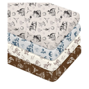 VitalCozy 4 Pcs Vintage Western Cowboy Crib Sheet Set Newborn Bedding Nursery Baby Sheets for Girl Boys Baby Gifts for Standard Crib and Toddler Mattresses, 52 x 28 x 8 Inches