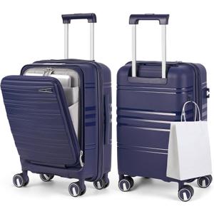 RAINSMORE Expandable Carry on Luggage 20 Inch, Airline Approved Carry on Suitcase with Front Pocket&Laptop Compartment, Hardshell Rolling Travel Luggage with Spinner Wheels, Royal Blue