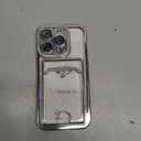 Casechics Compatible with iPhone Case,Glitter Diamond Credit Card Slot Holder Wallet Bling Sparkle Camera Lens Protection Clear Soft Shockproof Cover Phone Case (Silver,iPhone 14 Pro)