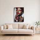 ZSHARTSWD African American Wall Art Black Women with Perfume Picture Fashion Black Girl Portrait Canvas Print Sexy Lips Painting Bedroom Bathroom Decor Framed (Red, 20L x 16W)
