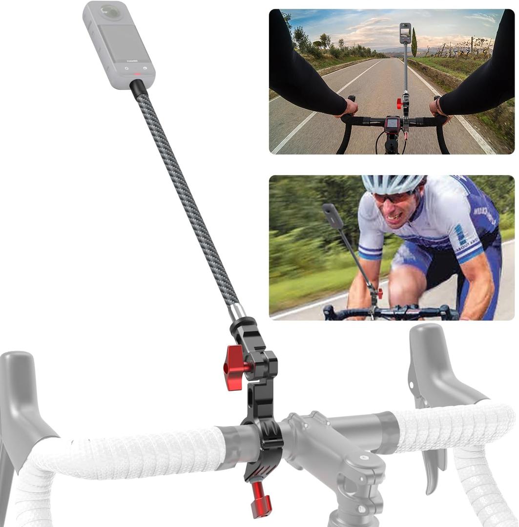 Bike Motorcycle Handlebar Mount for Insta360 X5, DJI Osmo 360, Third-Person Bike Handlebar Selfie Stick Mount with Ratchet Interface for Insta360 X5 X4, GoPro, Perfect for Shooting Bike Video