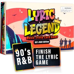 Lyric Legend 90s R&B Music Trivia - Adult Games for Game Night - Good for Groups Finish The Lyrics Party Game - Multiple Choice, Listen While You Play with Included Playlist!