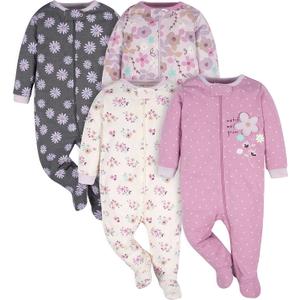 Gerber Baby Girls 4 Pack Sleep 'N Play Footie (Preemie)