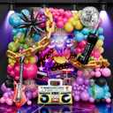 80s 90s Balloon Arch Kit  142 PCS Party Decorations with Starburst Foil Balloon, Boom Box, Disco Ball Chain, Retro Phone & More for 80s & 90s Theme Party Decorations