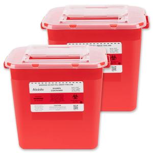 Alcedo Sharps Container for Home Use 2 Gallon (2-Pack) Biohazard Needle and Syringe Disposal Professional Medical Grade