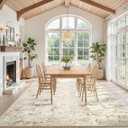 Toneed Abstract Area Rug 7x9 Modern Washable Rug Soft Non Slip Rug Low Pile for Bedroom Living Room Dining Room Beige