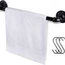 Industrial Pipe Towel Rack Towel Bar, Heavy Duty Wall Mounted Rustic Farmhouse Bath Towel Holder for Bathroom (Black, 18 Inch)