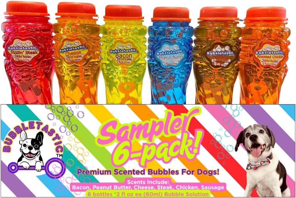 Bubbletastic Dog Bubble Sampler 6 Pack, Six Different Dog Bubble Scents, Total 12 oz, 3.1 Inches X 4.6 Inches X 3.9 Inches