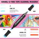 alchilalart 120-Colors Alcohol Based markers, Alcohol Markers Set, Dual Tip Alcohol Sketching Drawing Markers Animation for Adults