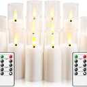 Small Flickering Flameless Candles - Battery Operated LED Fake Candles, Pack of 12 (D1.57 x H4 5" 6") for Holiday Decor, Home, Weddings (White)