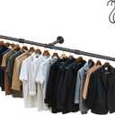 Aduanbang 64.9in Industrial Pipe Wall Mounted Clothes Rack, Heavy Duty Detachable Iron Garment Bar, Rustic Space-Saving Hanging Rod for Bedroom, Closet  Black