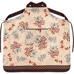 patdrea Blue Floral Linen Apron with Pocket,French Kitchen Garden Chef BBQ Aprons for Women and Men,Crisscross Back Straps (S-(29.5")