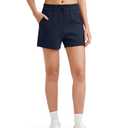 G4Free Athletic Shorts for Women Casual Shorts with Pockets Summer Lounge Pajama Sweat Shorts High Waisted Shockcord Running Workout Shorts Soft(Dark Blue, XXL)