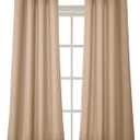 BGment Faux Linen Curtains 95 Inches Long Set of 2 Panels, Living Room Long Curtains Burlap Textured Thick Light Filtering Privacy Grommet Window Treatments, 52 x 95 Inch, Tan