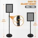Poster Sign Stand Holder Adjustable Heavy Duty Aluminum Pedestal Floor Standing Sign Holder Vertical and Horizontal View Sign Displayed Snap Open,Advertising Display Stand (Black, 8.5x11inches)