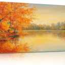 Large Canvas Wall Art Black White Landscape Nature Foggy Forest Autumn Trees Calm River Canvas Paintings Wall Painting Rustic Home Decor Wall Decor for Living Room Office Ready to Hang 30x60inch (Multi8)