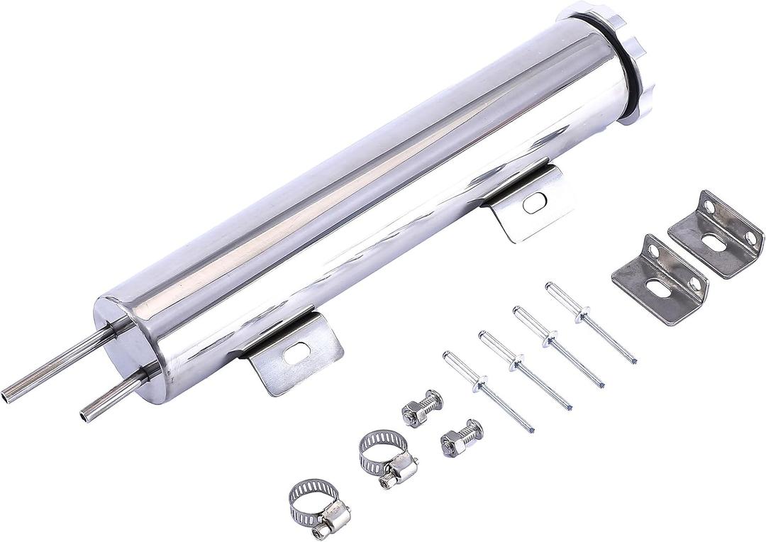 Radiator Coolant Over Flow Puke Tank Can 2 X 10 Inch Polished Stainless Steel 14 OZ 2'' X 10''