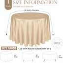 KKJIAF 1 Pack 120 Inch Round Tablecloth Satin Champagne Round Table Cover, Silky Satin Dining Table Cloth for Wedding, Party, Banquet, Restaurant, Formal Events