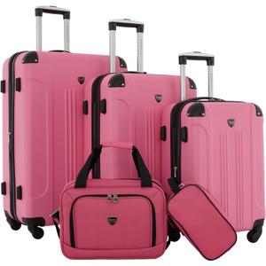 Travelers Club Chicago Hardside Expandable Spinner Luggage, Hot Pink, 5 Piece Set
