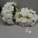 NUPTIO Flower Ball Arrangement Bouquet - 2 Pcs 15.7 inch Diameter White Fake Flowers Roses Balls for Centerpieces Tables - Artificial Rose Arrangements for Wedding Centerpiece Table Decorations