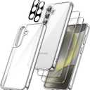 JETech 5 in 1 Case for Samsung Galaxy S24 5G with 2-Pack Each Tempered Glass Screen Protector and Camera Lens Protector, Non-Yellowing Shockproof Bumper Phone Cover (Clear)