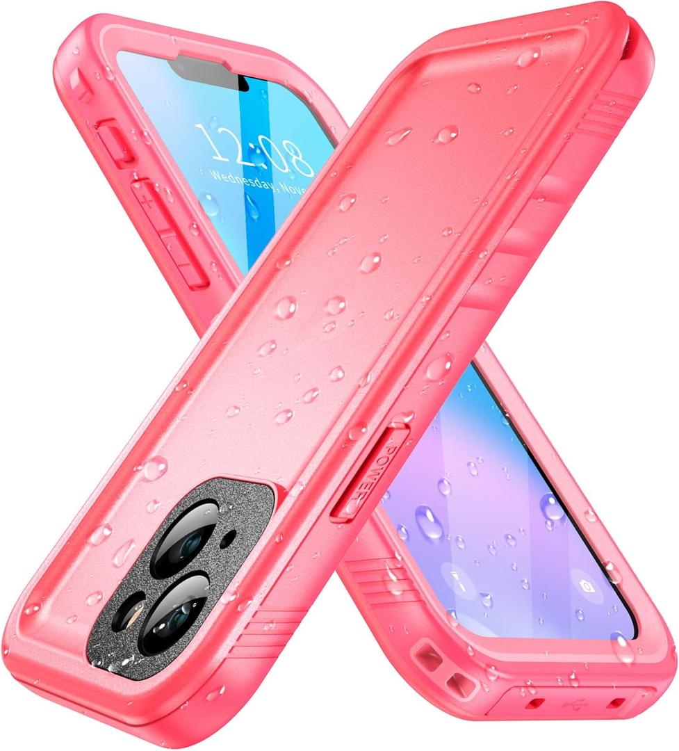 SPORTLINK Compatible with iPhone 13 MINI Waterproof Case - Built in Screen Protector Full Body Shockproof Dustproof IP68 Waterproof Case for iPhone 13 MINI 5.4 Inch Pink